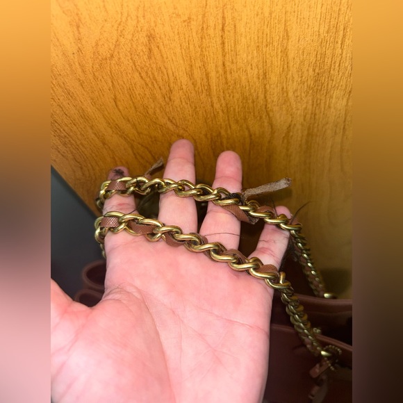 Coach Peyton Brown Saffiano Leather Chain Shoulder Bag - Picture 5 of 12